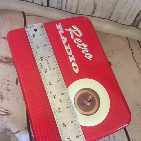 Vintage retro Radio Red Metal Tin Lunc Box - Picture 6 of 8
